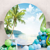 Aperturee - Summer Coconut Tree Beach Sea Circle Backdrop